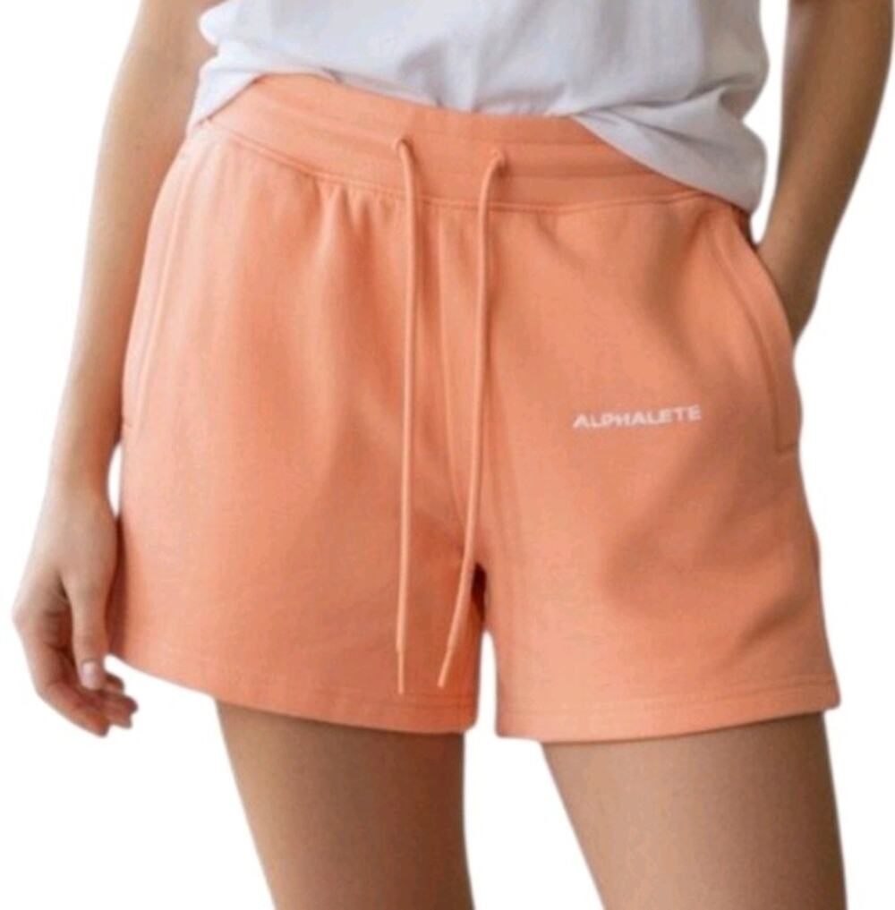 Alphalete Essential Core Shorts Size: Small Color: Orange Frost.